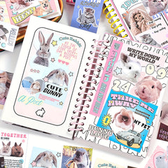 50 Creative Cartoon Cat Rabbit Puppy Bear Pattern Journal Stickers
