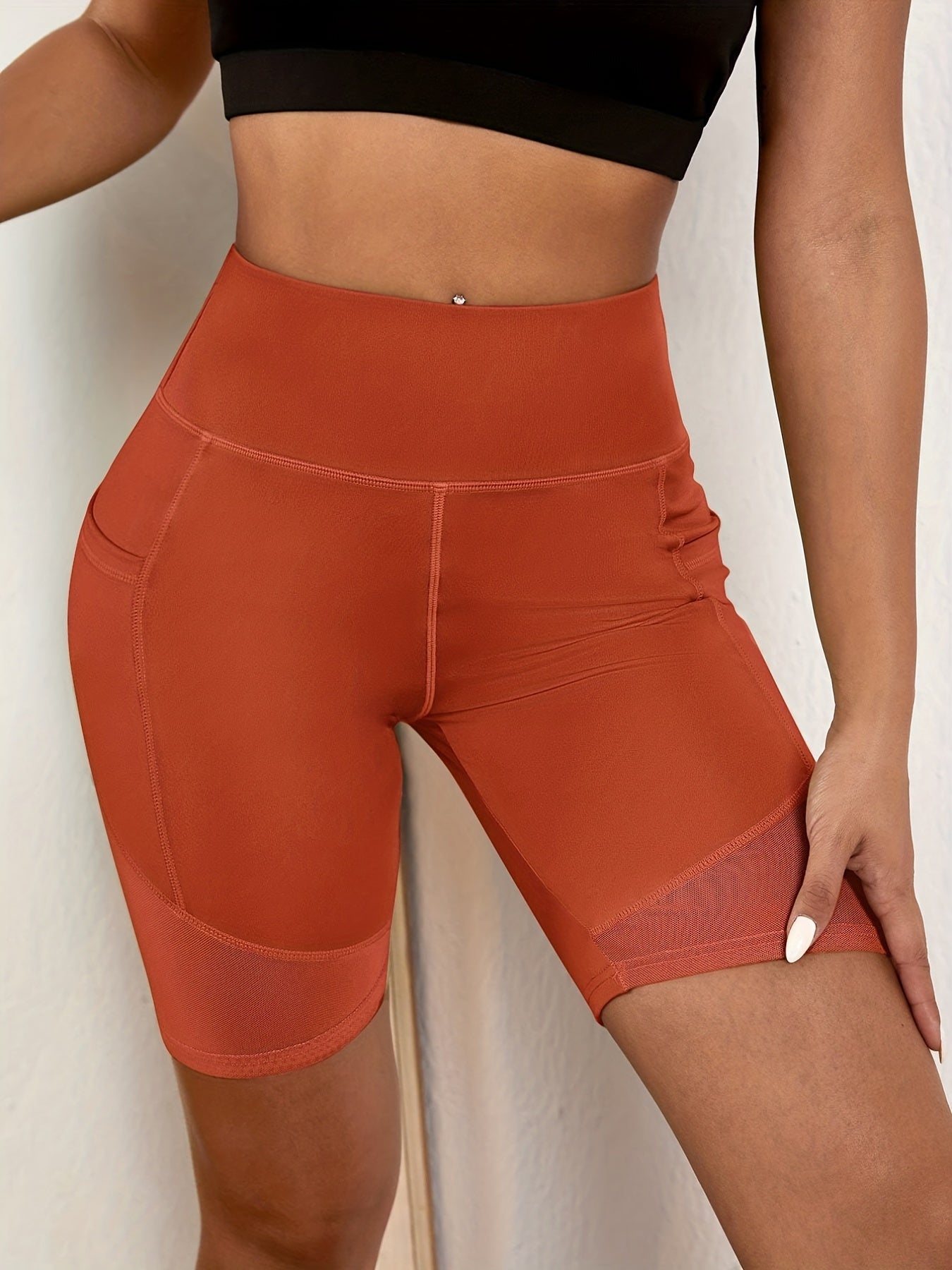 Mesh Biker Shorts High Stretch Yoga Fitness Leggings