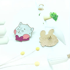 Cartoon Pink Bow Decor Cat Rabbit Brooch for Girls