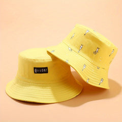 Goose Print Reversible Bucket Hat Sunscreen Fisherman Cap