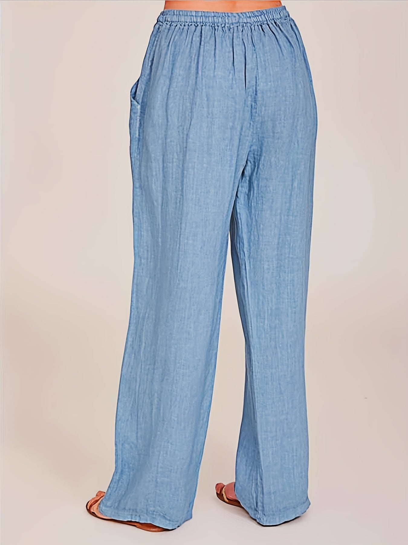 Wide Leg Pants Drawstring Pockets Women's Clothing
