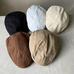 Men's Summer Newsboy Cap Vintage Golf Hat Solid Cabbie Cap