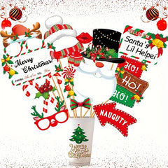 28pcs Christmas Photo Props Family Gathering Party Decoration