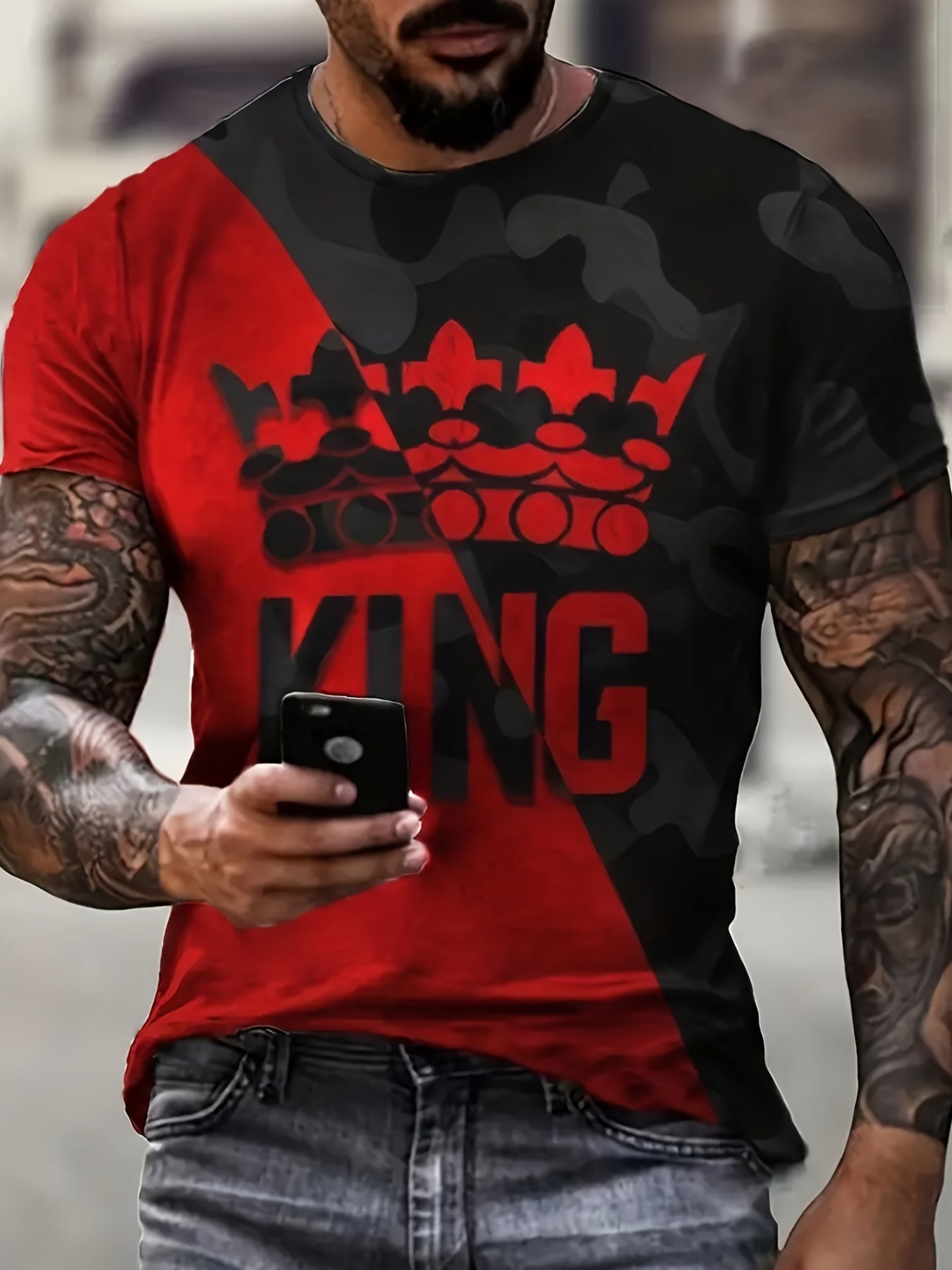 Men's Stereoscopic Graphic T shirt 3D Print Crew Neck Tee Top