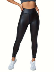 PU Leather High Stretch Yoga Pants for Women