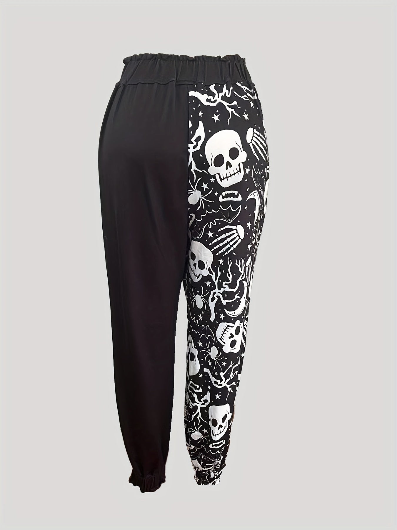 Skull Print Elastic Waist Jogger Pants Casual Loose Pants