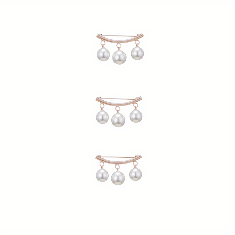 3pcs Pearl Fixed Buckle Scarf Cardigan Clips Dress Brooches