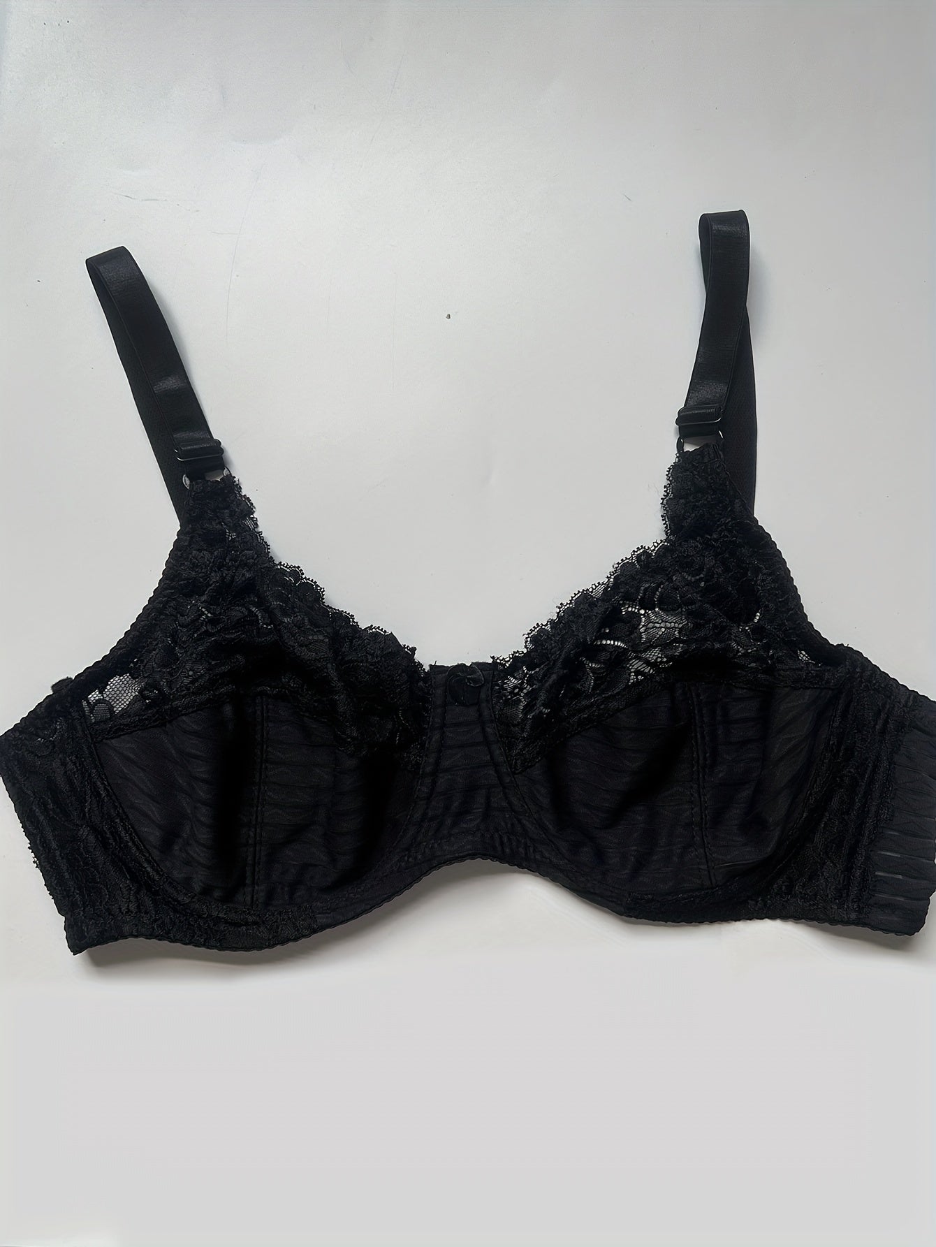 Women's Mini Bow Knot Lace Striped Underwire Bra Plus Size