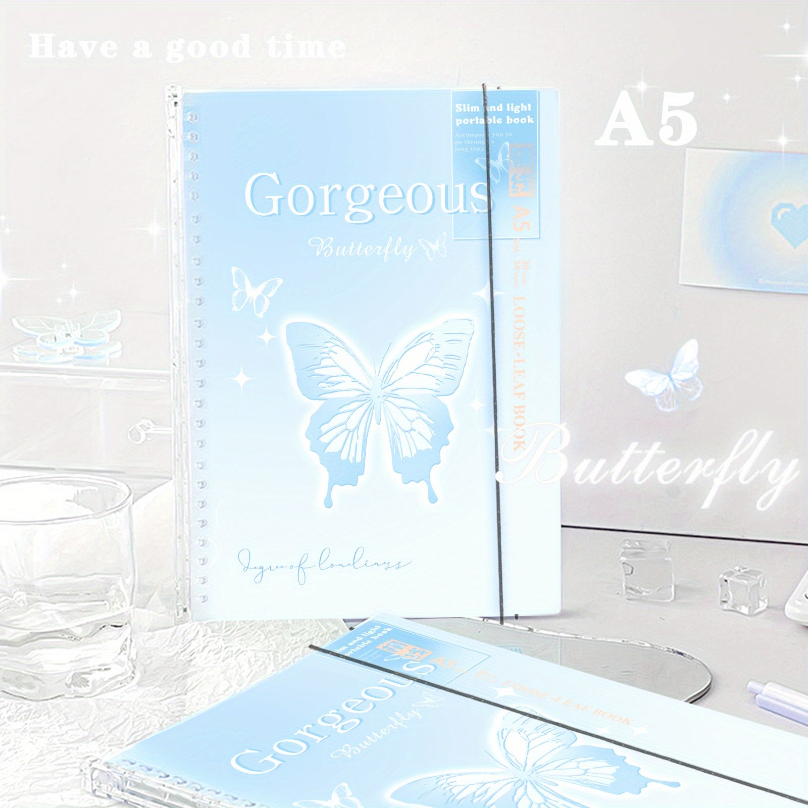 A5 B5 74 Sheets Butterfly Cover Waterproof Notebook