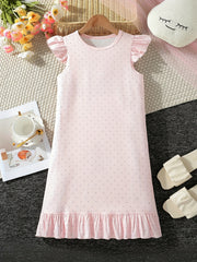 Girls Polka Dot Nightdress Sleeveless PJ Dress