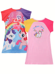 Unicorn Pattern Nightgown Girl's Long Sleeve Nightdress Soft PJ