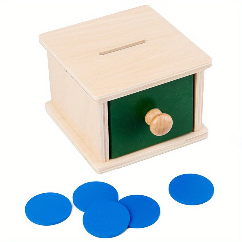 Montessori Wooden Coin Ball Drawer Box Baby Educational Toy