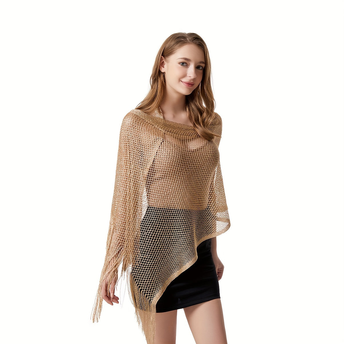 Summer Tassel Wrap Shawl Hollow Out Cape for Women