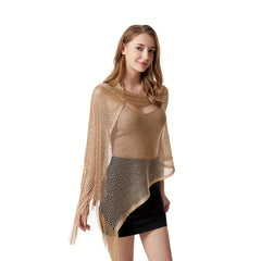 Summer Tassel Wrap Shawl Hollow Out Cape for Women