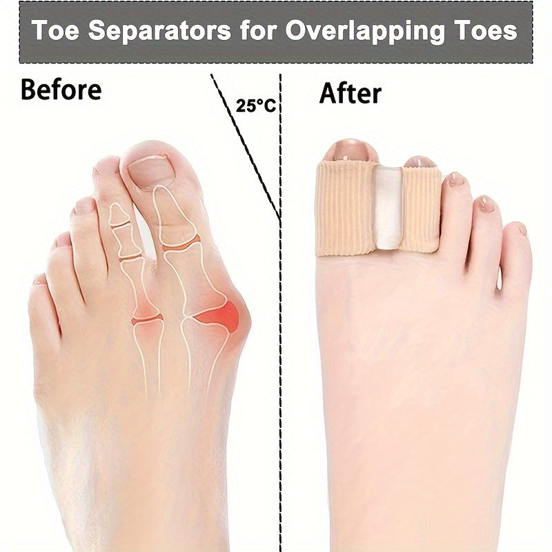 Gel Fiber Toe Corrector for Hallux Valgus, Double Holes, Toe Cover, Night Use