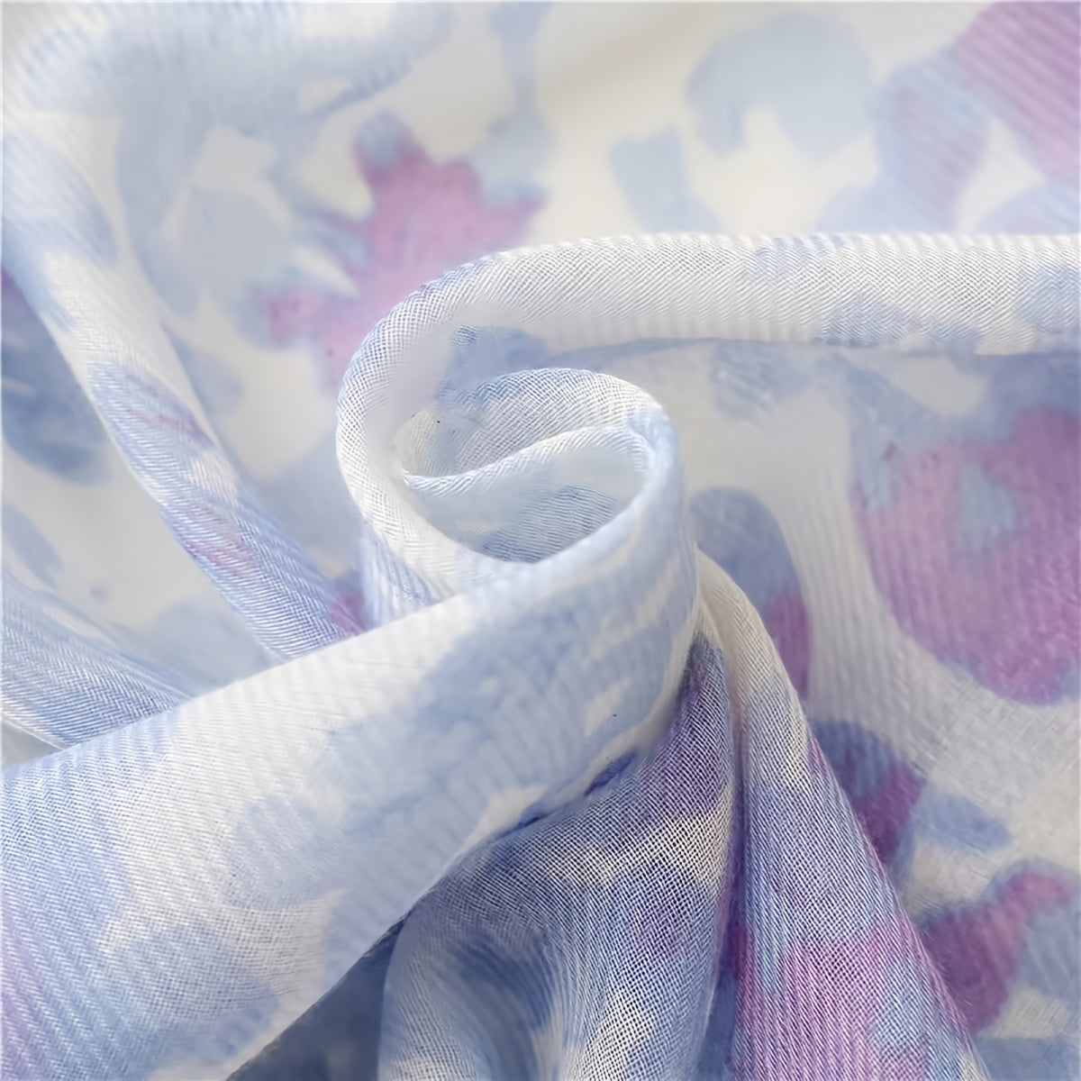 Light Purple Floral Scarf Shawl Breathable Tassel Warm Neck Scarf