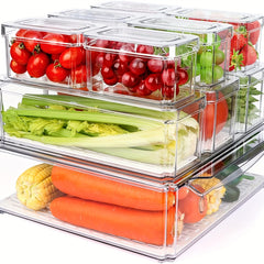 10pcs PET Refrigerator Storage Box Pantry Organization With Lids