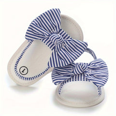 Baby Girls Bowknot Open Toe Sandals, Lightweight Breathable Summer Shoes