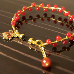 Red Bead Maple Leaf Bracelet for Girlfriend - Wedding Party Graduation Gift