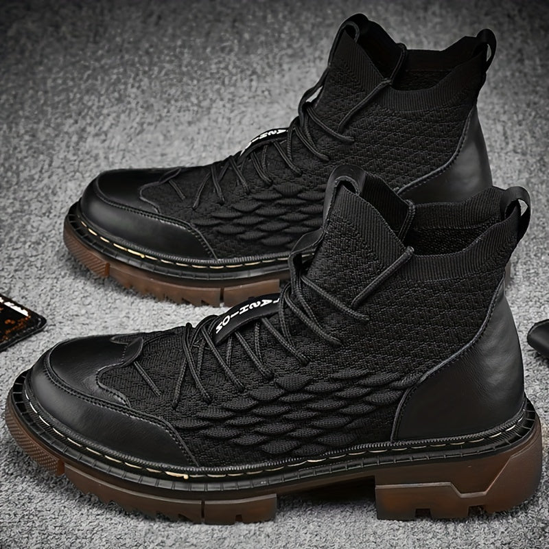 Men's Lace Up Chelsea Boots High Top Anti-skid Shoes