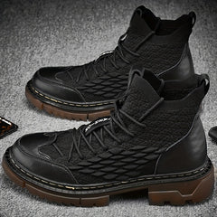 Men's Lace Up Chelsea Boots High Top Anti-skid Shoes