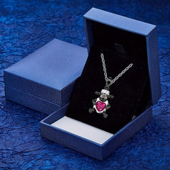 Girl's Fuchsia Sheep Heart Pendant Zircon Necklace - Perfect Gift