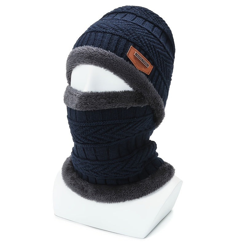 2pcs Men's Winter Fleece Knitted Hats