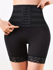 Lace Trim Tummy Control Panties Front Buckle Shapewear
