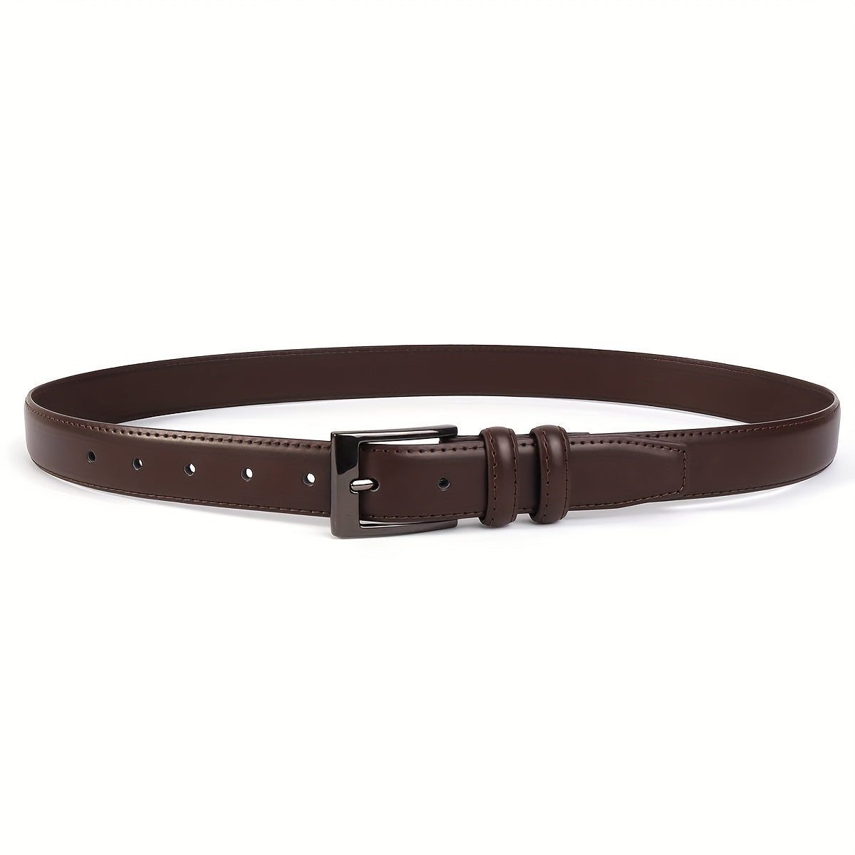Coffee Leather Men's Belt Single Pin Buckle