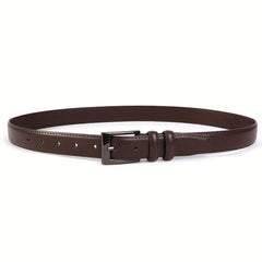 Coffee Leather Men's Belt Single Pin Buckle