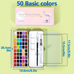 Solid Watercolor Paint Set in Metal Box 12 Colors