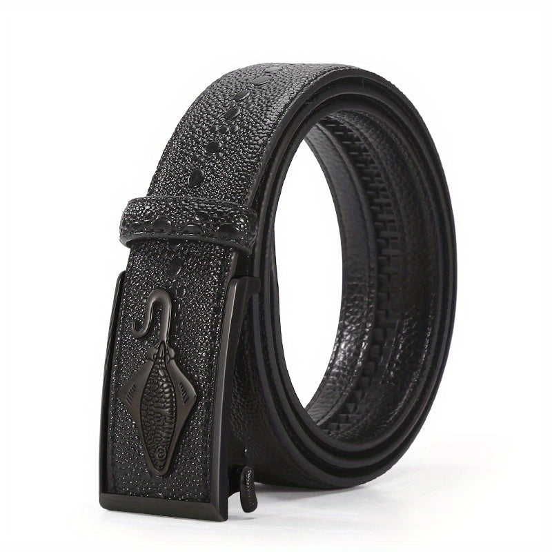 Men's Crocodile Pattern Leather Belt Automatic Buckle