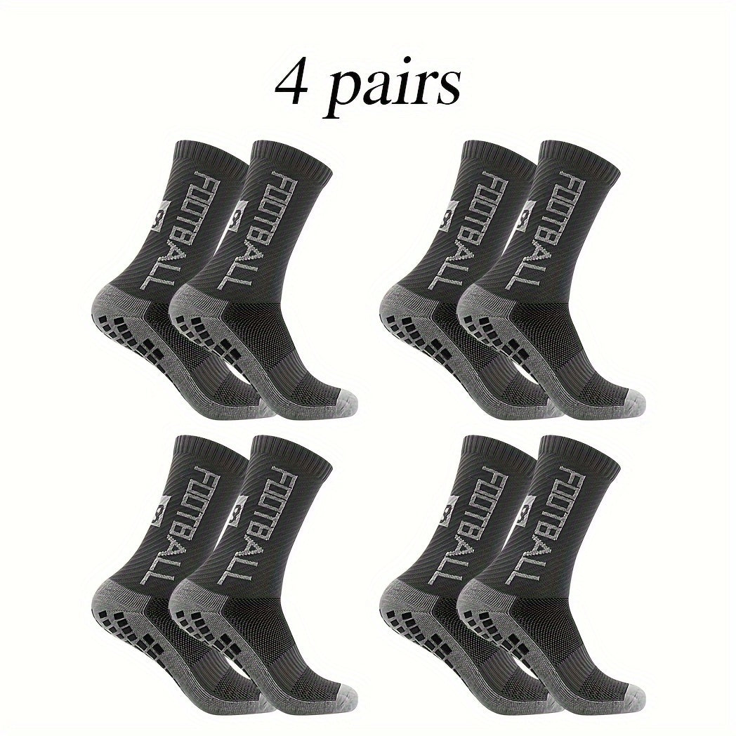 4 Pairs Non Slip Soccer Socks Breathable Crew Socks