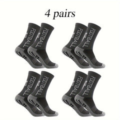 4 Pairs Non Slip Soccer Socks Breathable Crew Socks
