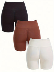 3pcs Seamless Yoga Sports Shorts High Stretch Workout Activewear
