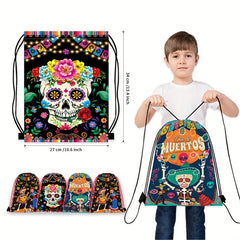 Halloween Cartoon Drawstring Backpack for Kids Portable Shoulder Bag