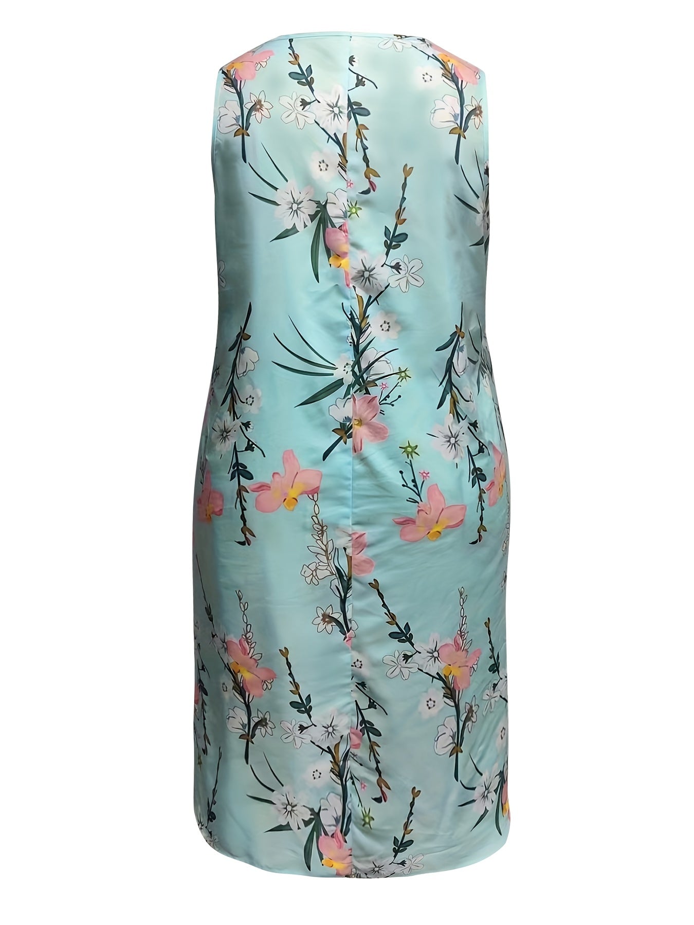 Floral Tank Dress Round Neck Sleeveless Casual