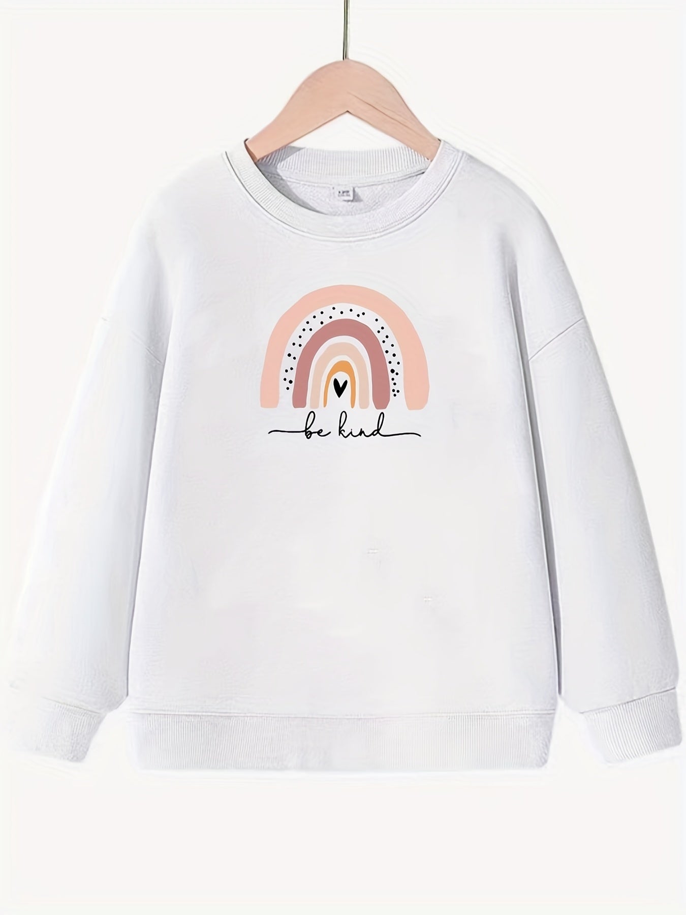 Girls Rainbow Graphic Crew Neck Sweatshirt Top