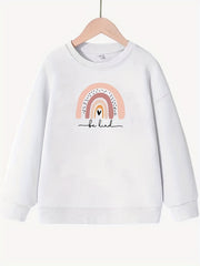 Girls Rainbow Graphic Crew Neck Sweatshirt Top