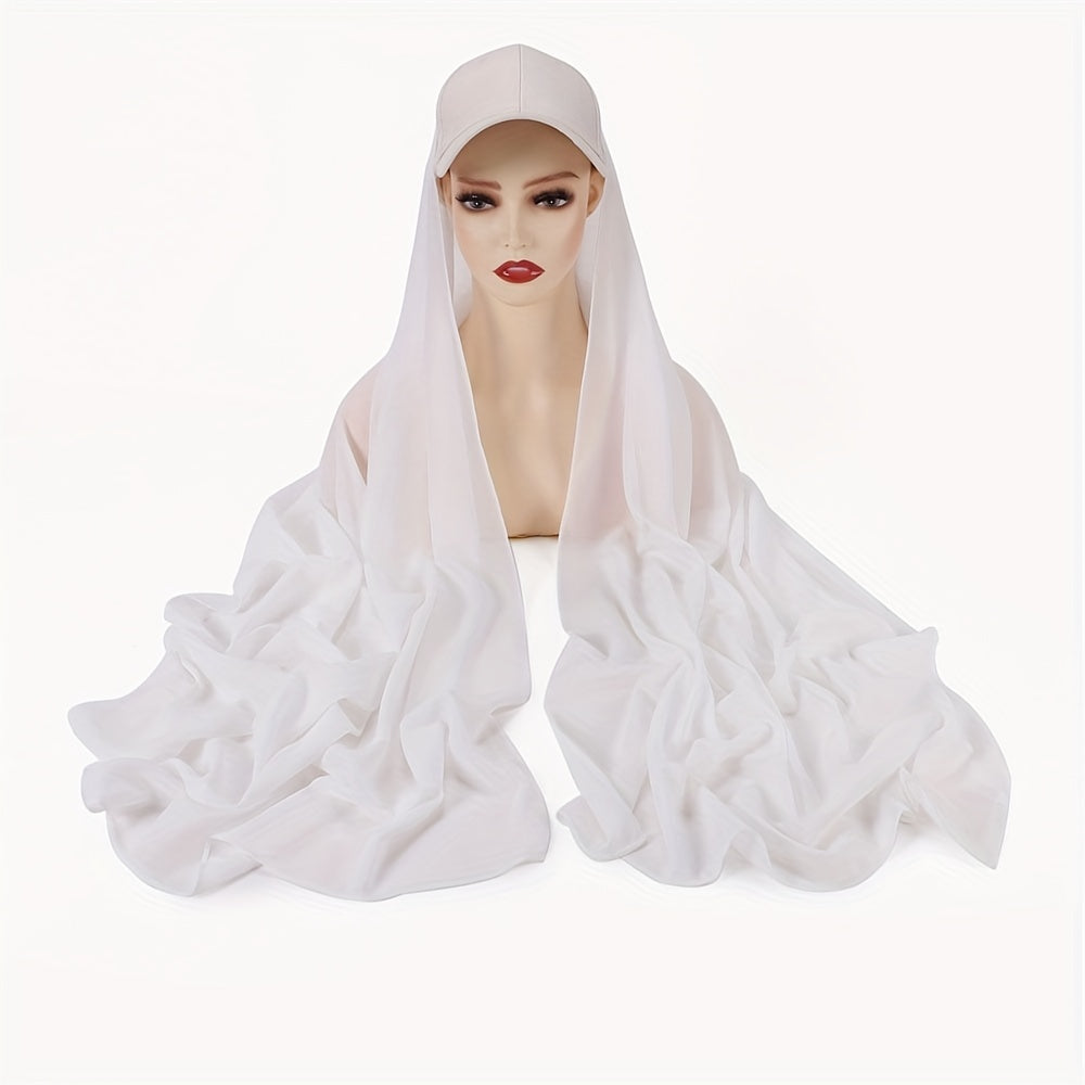 Chiffon Scarf Baseball Cap 2 Piece Set Breathable Sun Proof Hat
