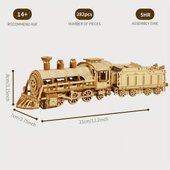 3D Wooden Puzzle Mechanical Train Model Kits Brain Teaser Puzzles