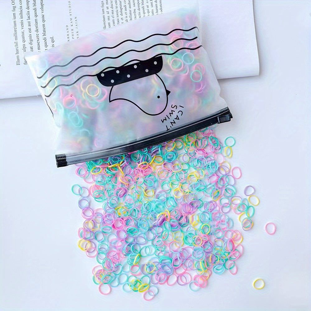 1000pcs Colorful Hair Ties Set with Storage Bag