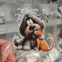 Dog and Cat Friendship Iron On Patch for DIY Stickers