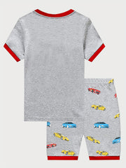 Boys Car Print Pajamas Set Short Sleeves Bottoms
