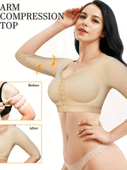 Posture Corrector Shaping Tops Slimmer Half Sleeve Front Buckle Top