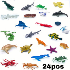 24pcs Ocean Adventure Toy Set Realistic Mini Sea Life Figures for Kids