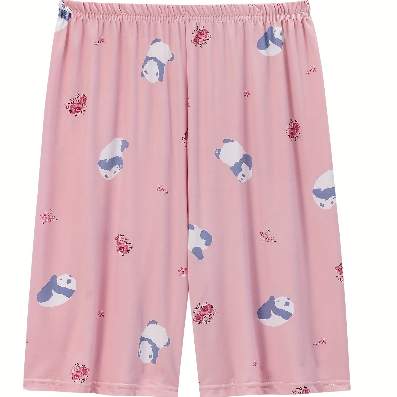 Panda & Floral Print Pajama Shorts