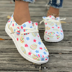 Colorful Pattern Flat Skate Shoes Lightweight Canvas Sneakers