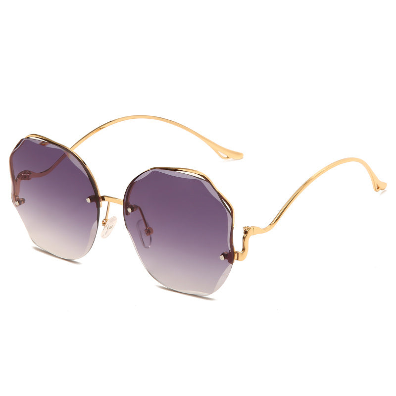 Oversize Polygon Rimless Sunglasses For Women
