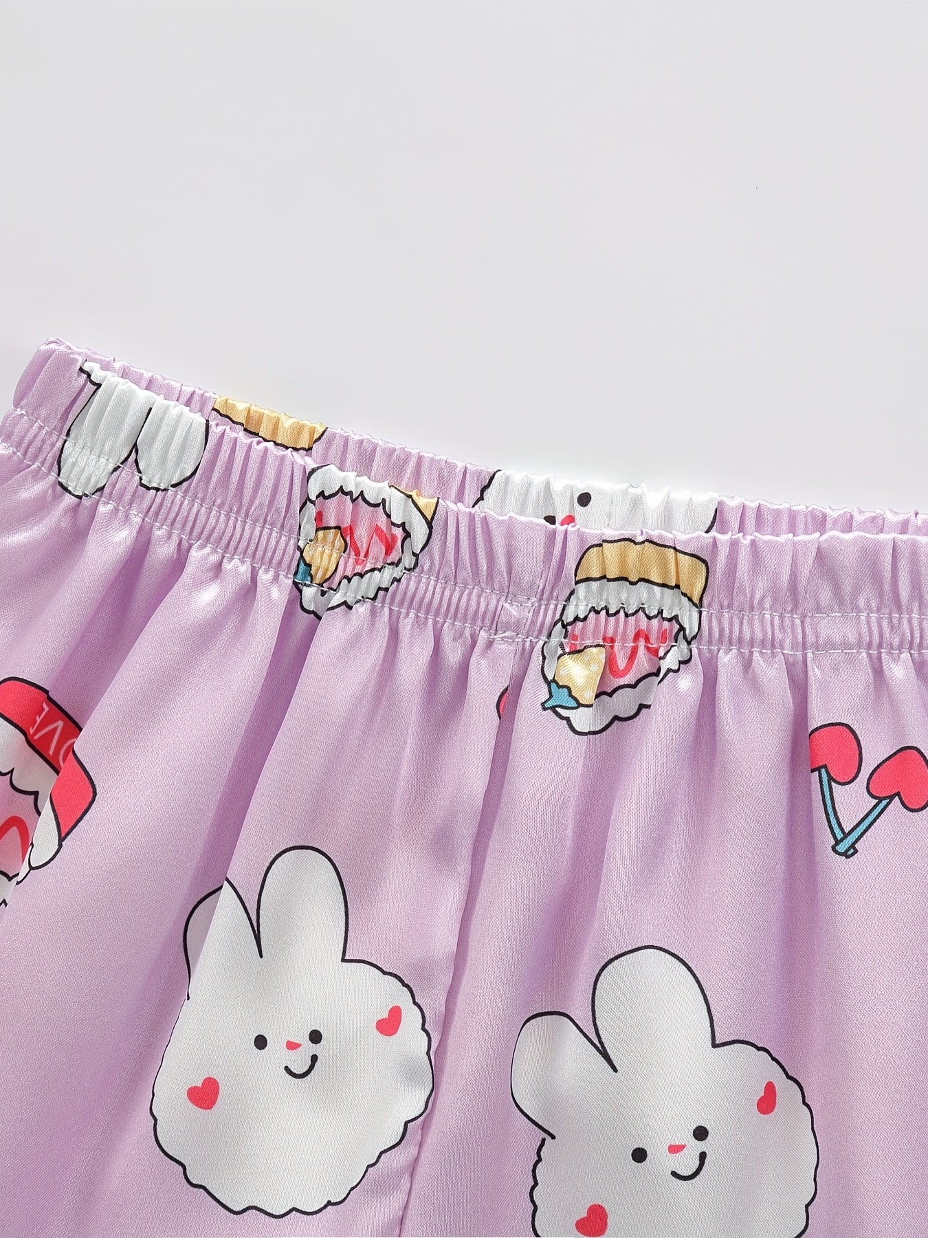 Toddler Girl's Cartoon Rabbit Satin Pajamas Set